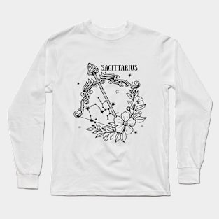 Sagittarius Zodiac Sign Floral Long Sleeve T-Shirt